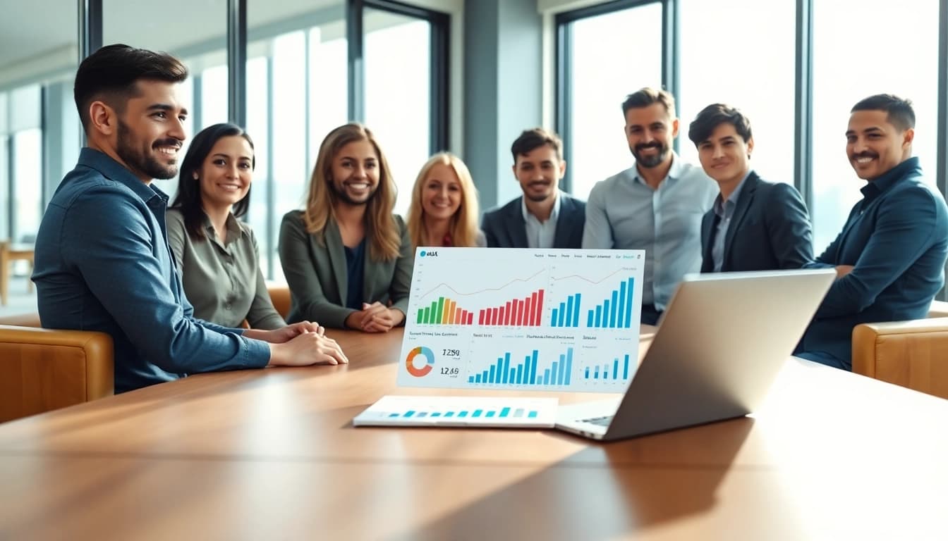 Analyze competitive intelligence data during a professional business meeting.