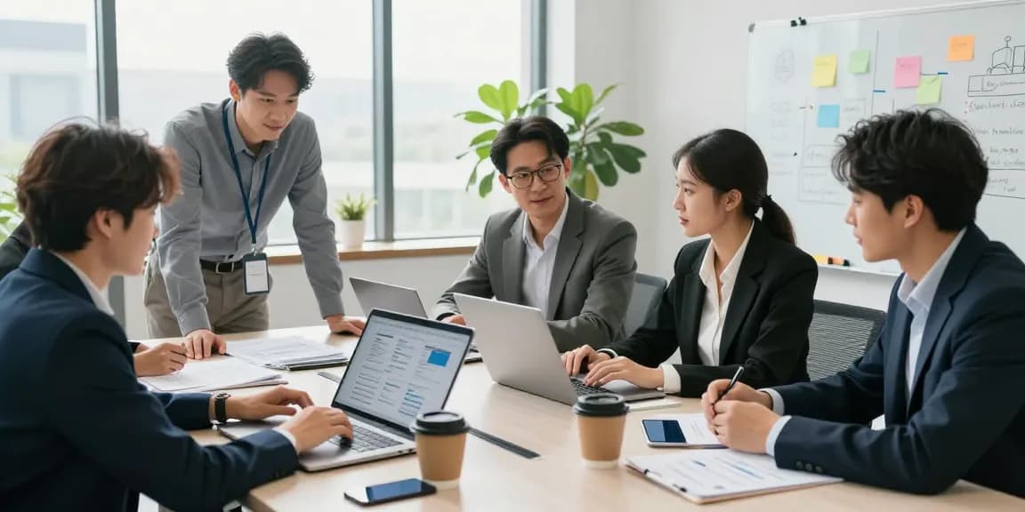 Teamwork in a modern office showcasing best business mobile providers UK for effective planning.
