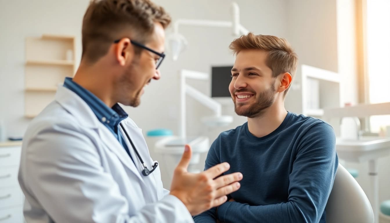 Orthodontist Edmonton consulting a patient in a modern dental clinic.