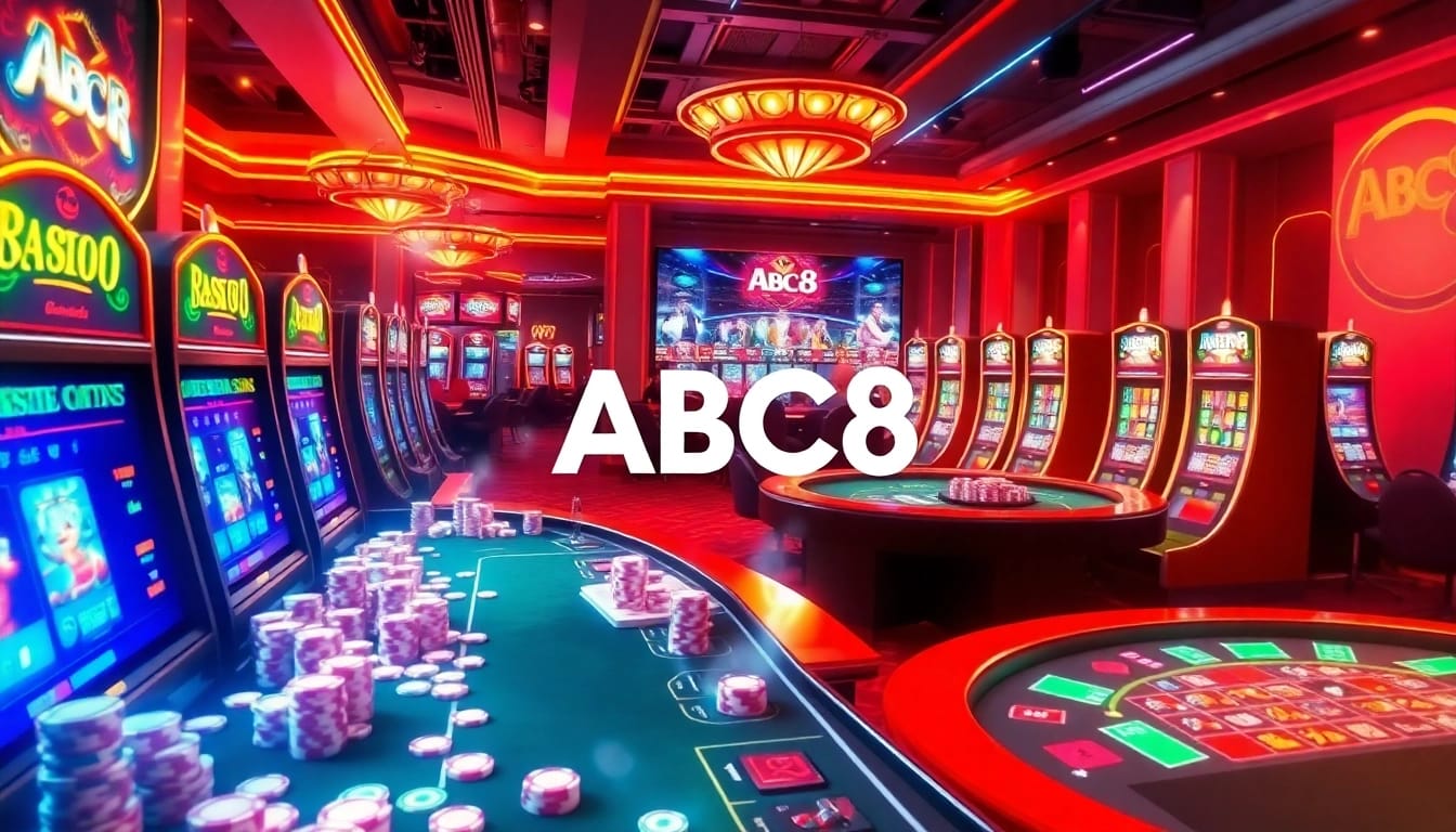 Players enjoying their gaming experience on ABC8 platform with vibrant casino elements.