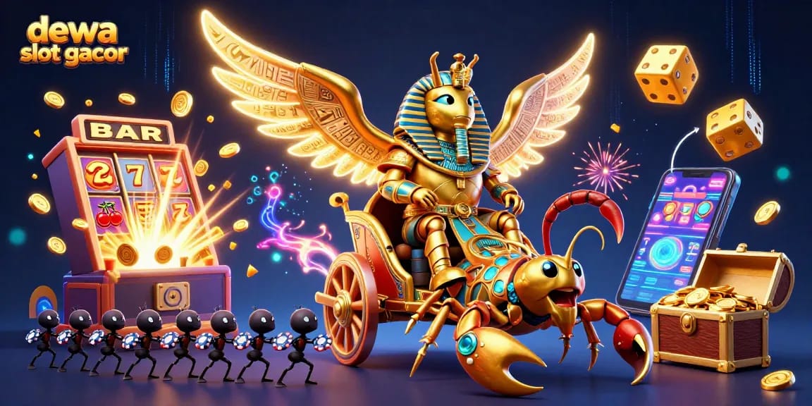 Menangkan hadiah besar dengan dewa slot gacor, lihat ilustrasi 3D yang penuh aksi dan simbol keberuntungan.