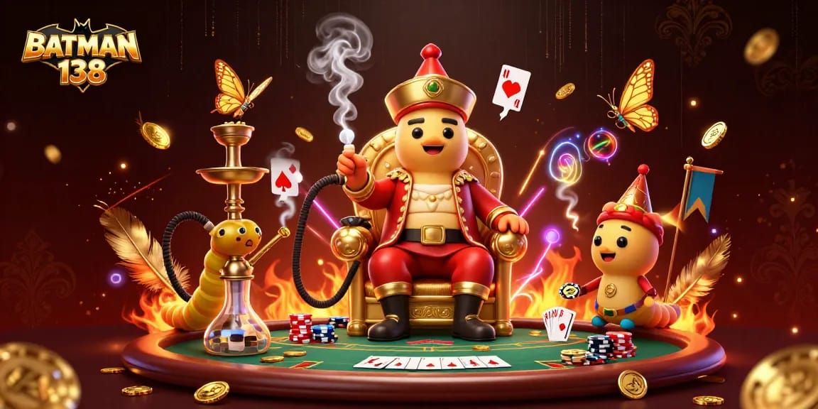 BATMAN 138 menjadi pusat perhatian dalam suasana kasino dengan simbol permainan poker yang menarik.