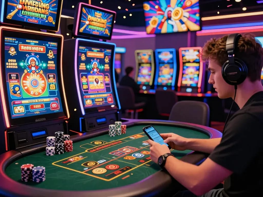 Engaging player at go88 online gaming table celebrating a big win in vibrant casino-like atmosphere.