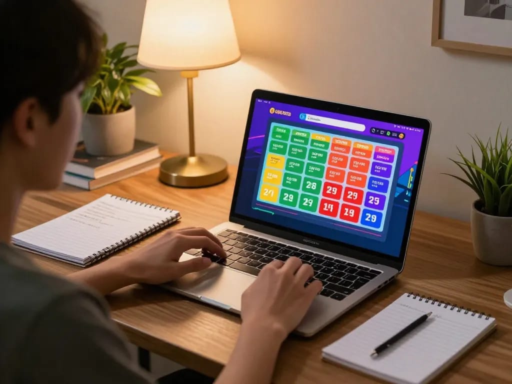 Bermain toto togel online dari rumah, menampilkan setup nyaman dengan strategi yang dicatat.