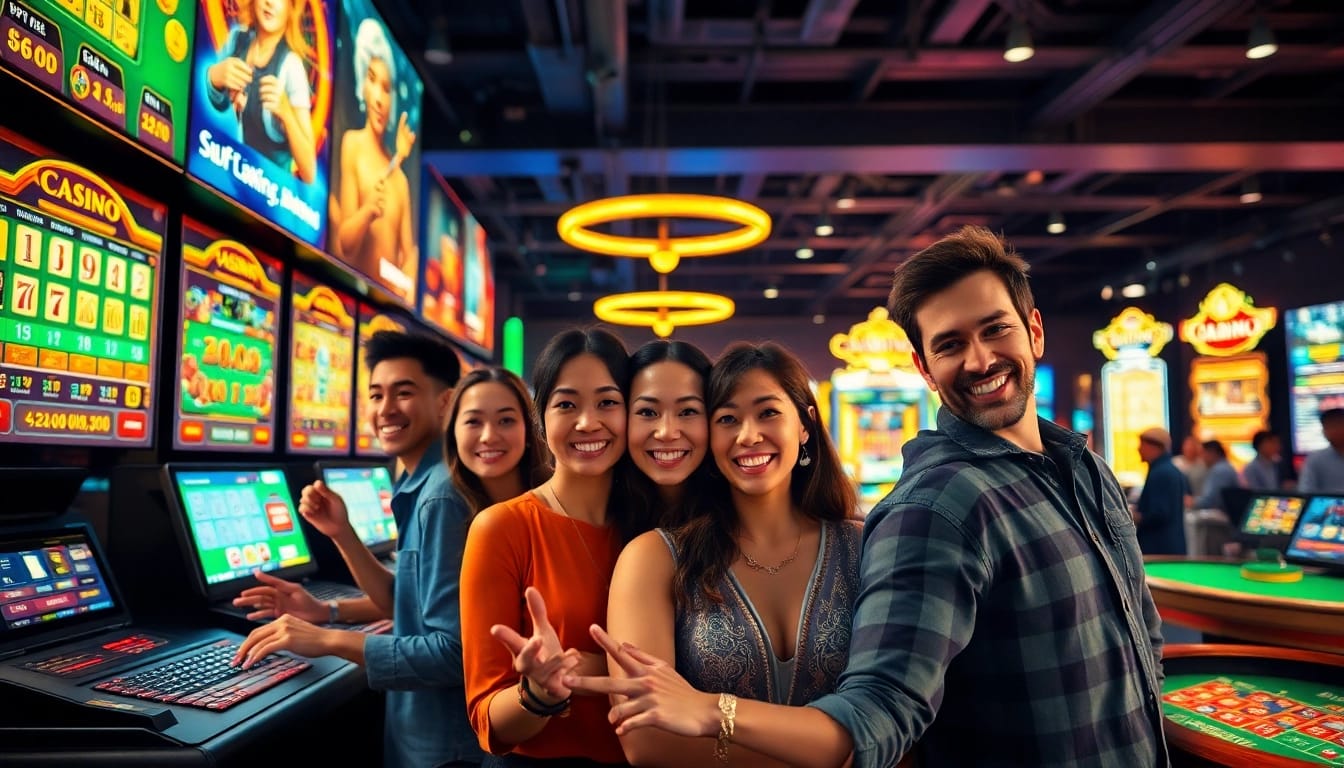 Trải nghiệm trò chơi trực tuyến đầy kịch tính tại https://saowinsao.com/ với nhiều người chơi phong phú đang tham gia các trò chơi có người chia bài trực tiếp và máy đánh bạc.