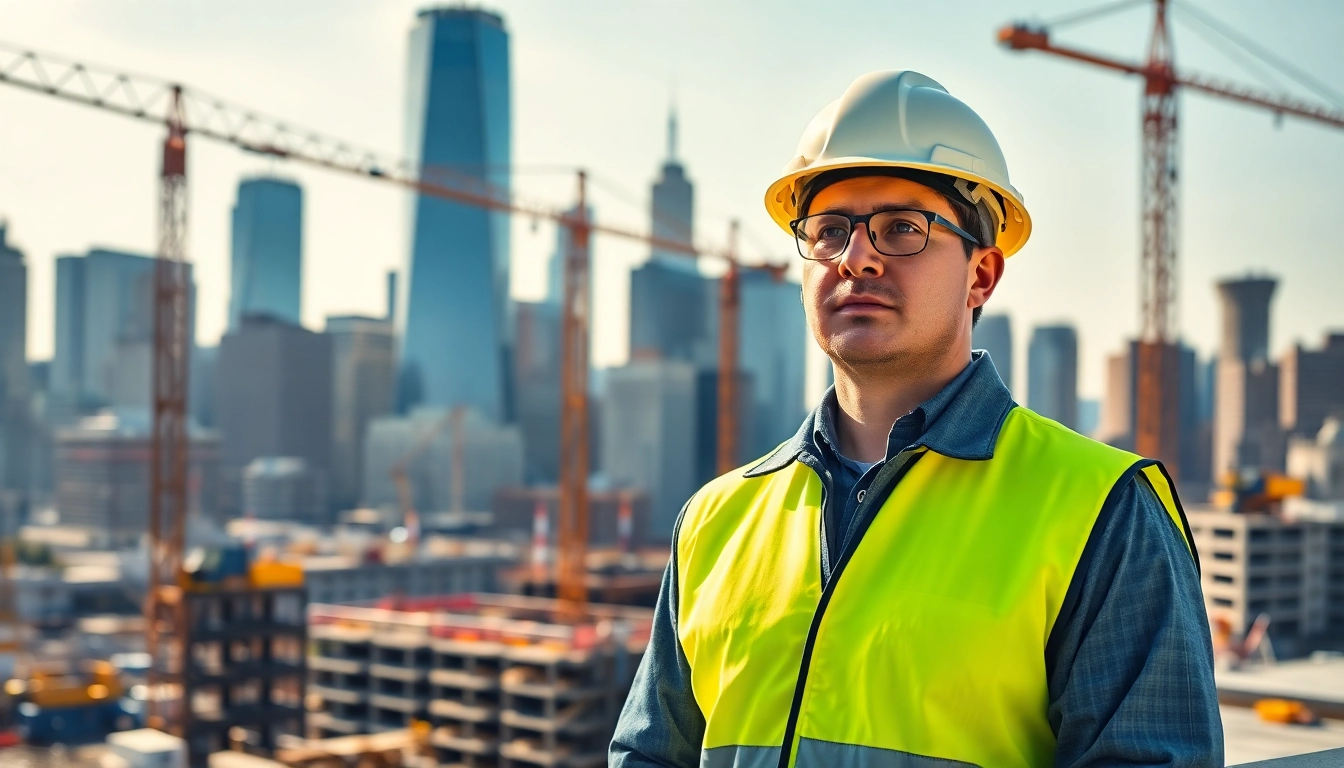 Manhattan Construction Manager directs a project amidst the bustling environment of New York City.