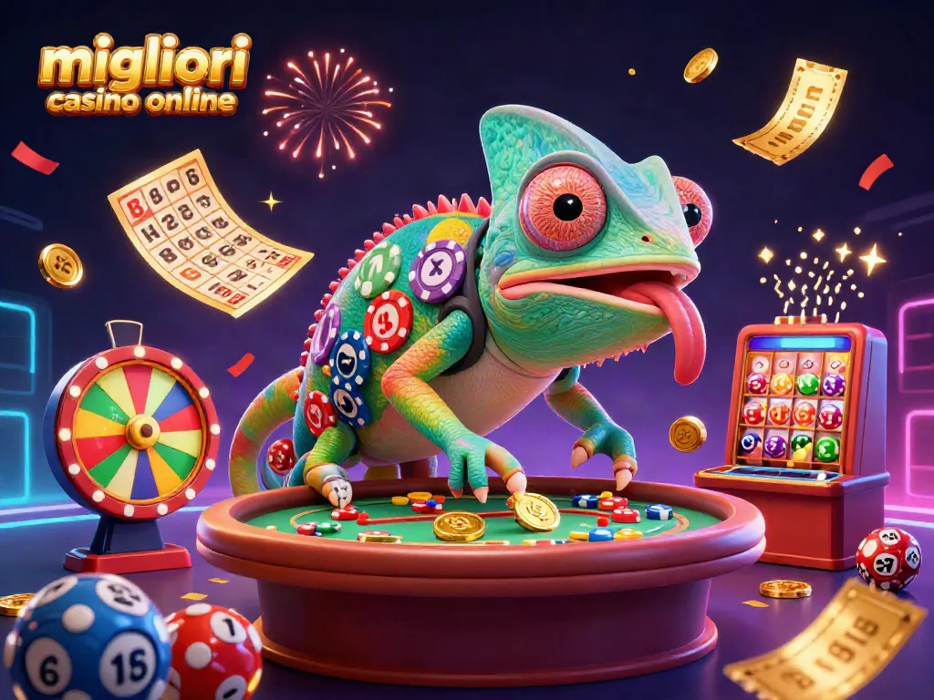 Gioca nei migliori casino online con un camaleonte e divertenti elementi di gioco che catturano l'attenzione.