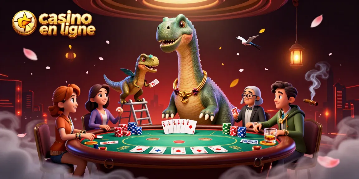 Jouez au casino en ligne avec un brontosaurus géant tandis qu'un raptor distribue des cartes