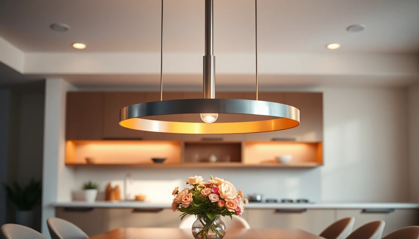 Illuminating island chandelier enhancing a modern dining area with elegant detail.