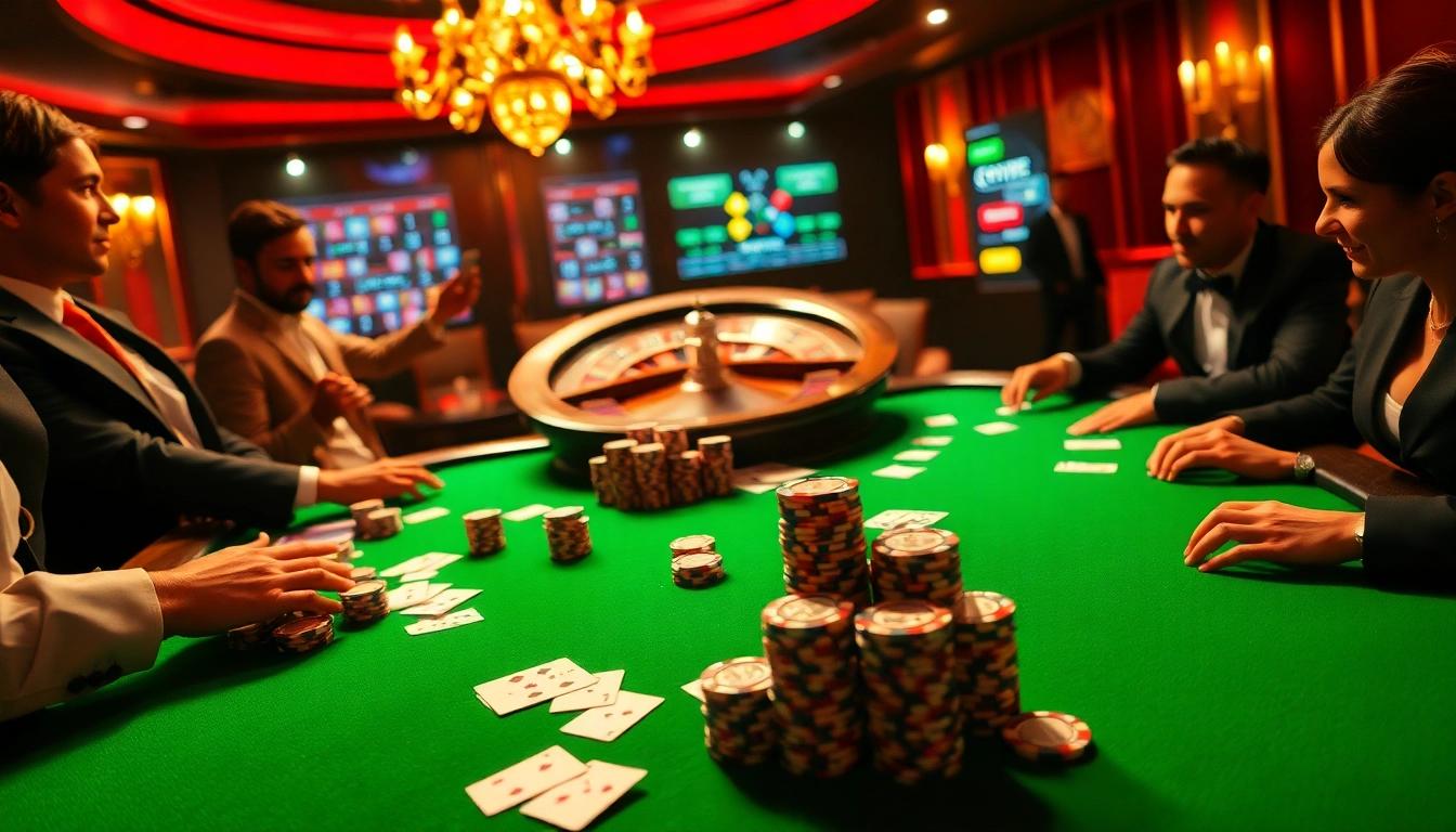Une intense partie de poker à enjeux élevés dans un casino en ligne France fiable, mettant en avant le luxe et l'excitation.