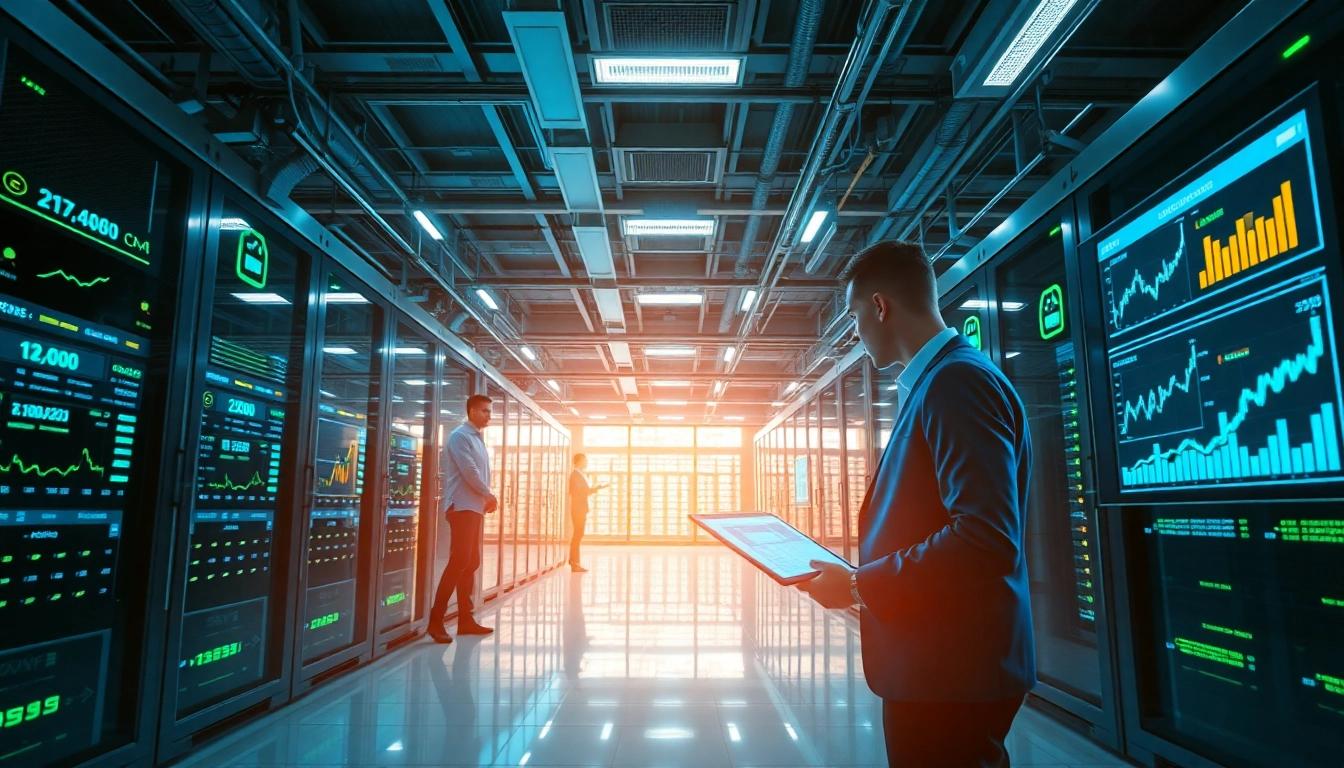 Visual representation of top cloud mining operations showcasing high-tech servers and digital interfaces.