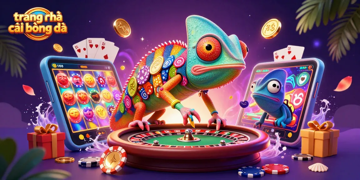 Ngắm trang nhà cái bóng đá với chameleon khổng lồ bắt vàng từ roulette trong cảnh cờ bạc thú vị.