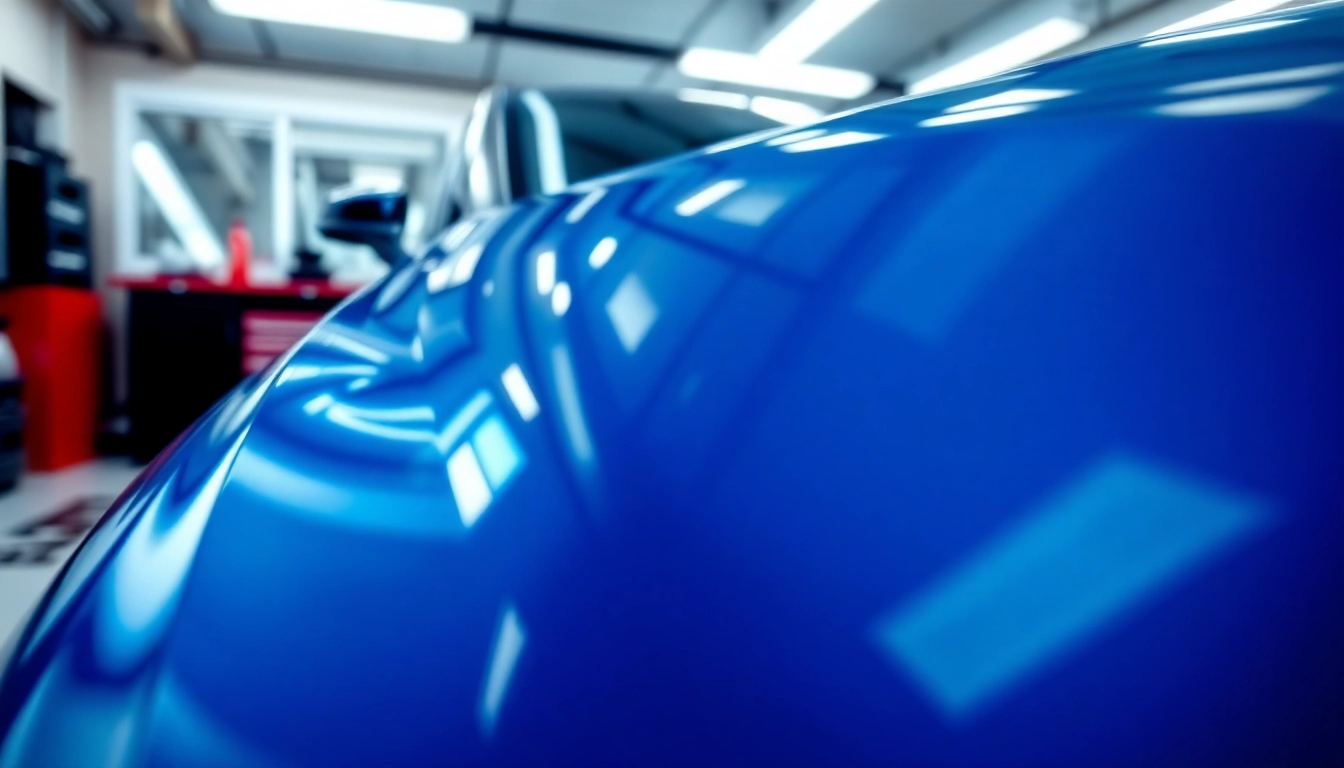 Car receiving salt protection ceramic coating, showcasing a shiny finish in a modern garage.