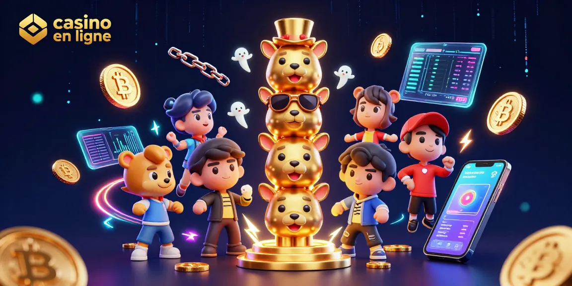 Le casino en ligne vous invite à plonger dans un univers de jeux en 3D avec un totem interactif et des pièces de crypto-monnaie brillantes.