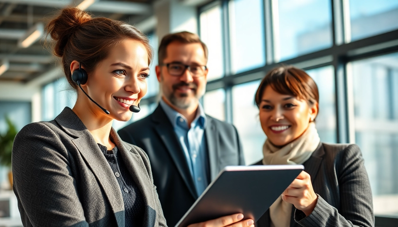 No hassle warranty claims process with satisfied customer and representative in a modern office.