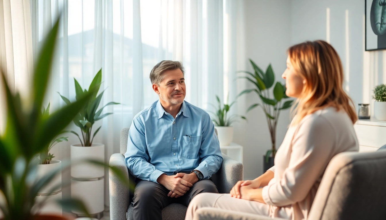 Visual representation of depression symptoms being addressed in a calming therapy session.