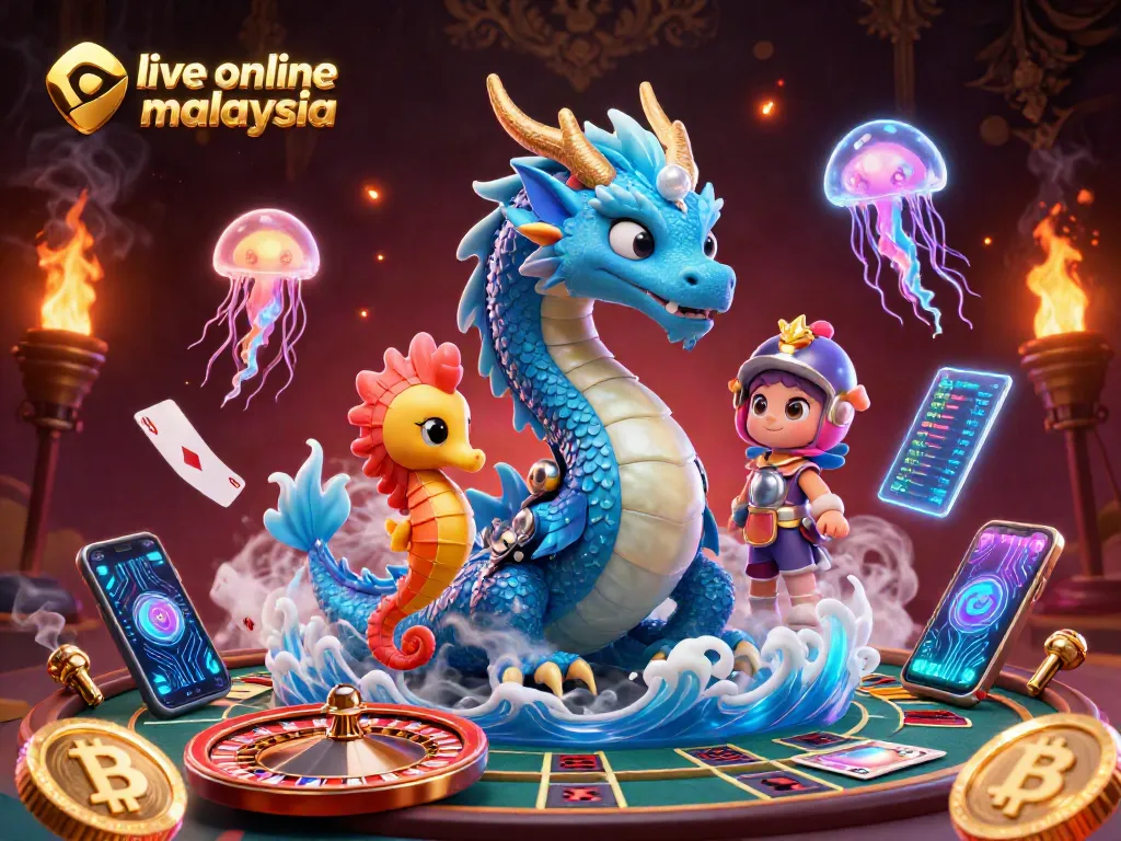 Engage with live online casino malaysia through vibrant characters and crypto elements in a dynamic 3D scene.