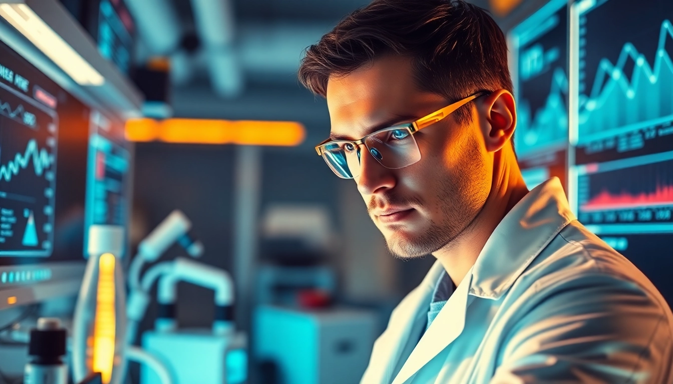 Scientist conducting advanced Technology research in a modern lab setting.