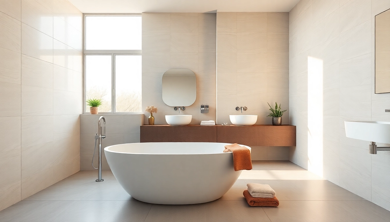 Revamp your space with a bathroom renovation near me, showcasing a modern luxury bathroom design.