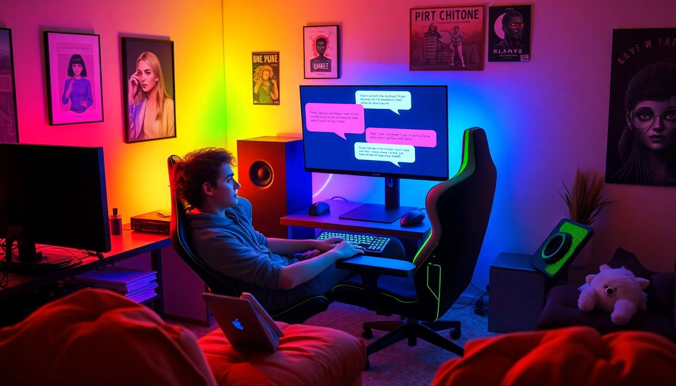 Engaging with an nsfw ai chatbot in a cozy digital room setting