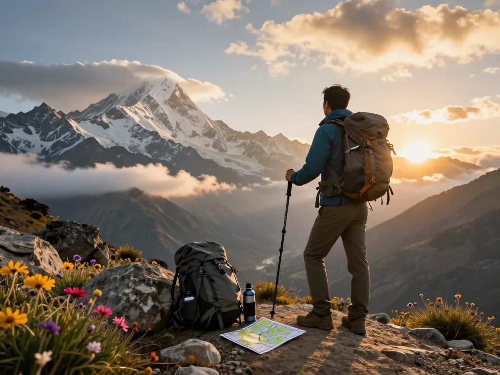 Stunning view from a traveler at the Annapurna Circuit trek, showcasing the majestic mountains.