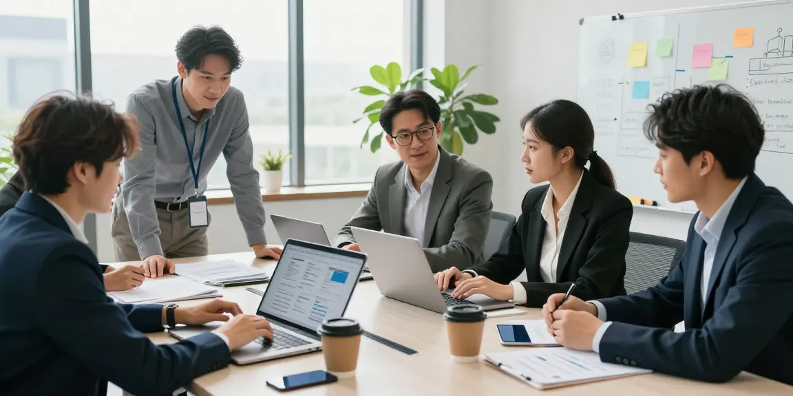 Teamwork in a modern office showcasing best business mobile providers UK for effective planning.