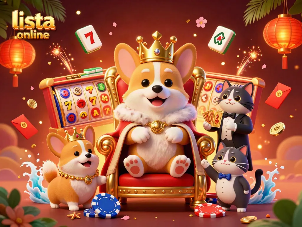 Disfruta la lista casinos online mientras el rey corgi juega y gana en medio de la emoción del casino.