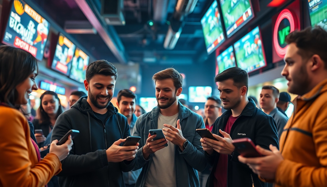 Explore online sportsbooks Oklahoma through vibrant scenes of excited bettors and lively sports action.