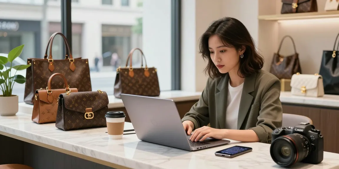 Shop stylish 레플리카 products in a modern e-commerce setting with luxury accessories and a vibrant atmosphere.
