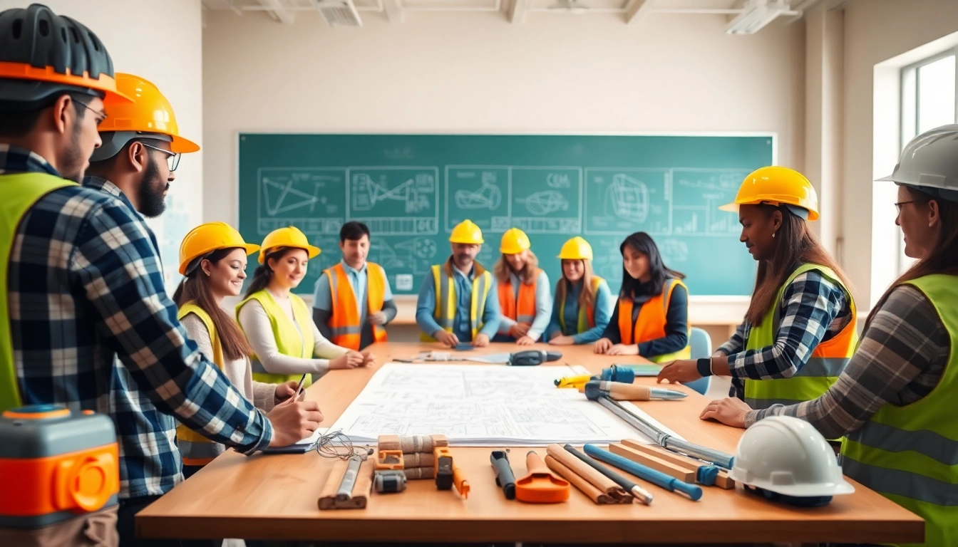 Students participating in construction training programs in an interactive classroom setting.