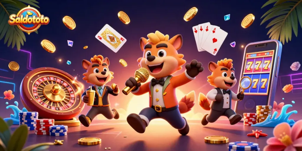 Menggandakan kemenangan di Saldototo dengan komedi slot dan aksesoris kasino yang ceria.