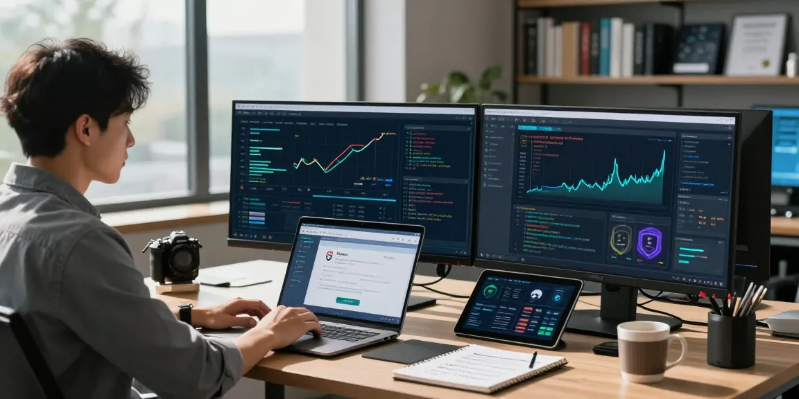 Web security expert analyzing traffic on https://shs-dome5.com/ displaying cybersecurity alerts in a modern office setup.