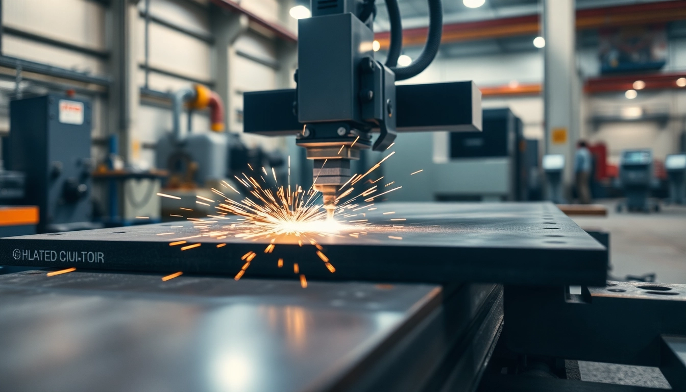 Illustration of precision plate cutting in action showcasing a CNC plasma cutter