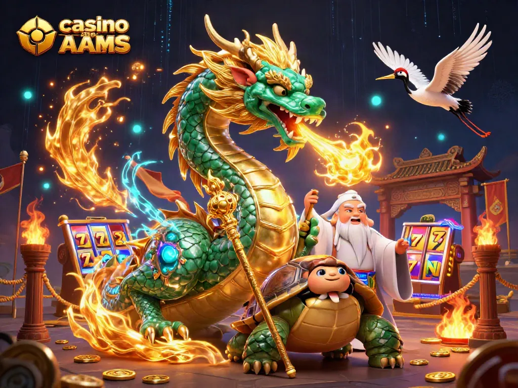 Gioca nei casino senza AAMS e scopri un drago giade che emana fuoco dorato.