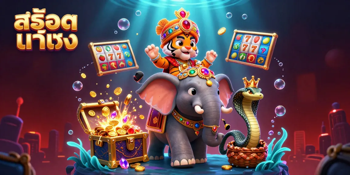 Experience the excitement of สล็อตแท้ตรง with an illustrated scene of a majestic maharaja tiger, jewel-encrusted elephant, and treasures around dynamic slot reels.