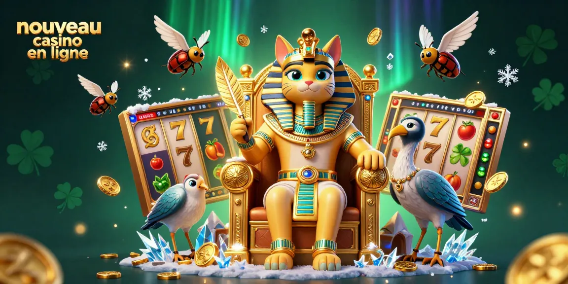 Découvrez un nouveau casino en ligne avec un pharaon égyptien et des éléments de jeu de machine à sous captivants.