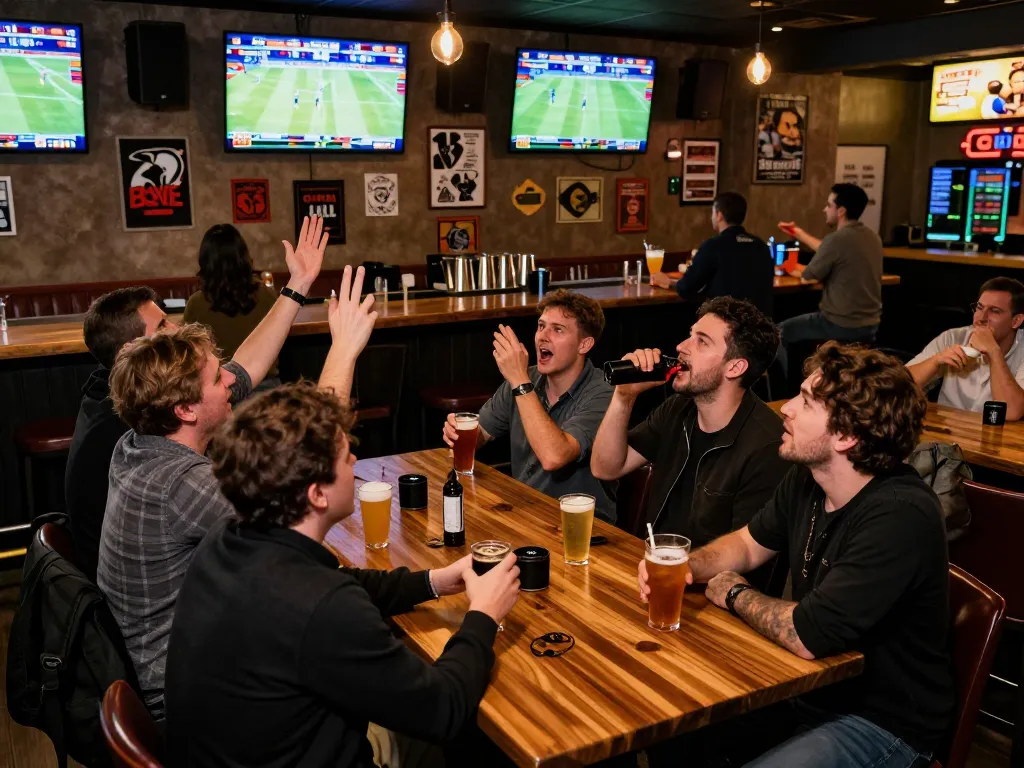 Engaged patrons reviewing server thailand betting odds live during a thrilling sports event.