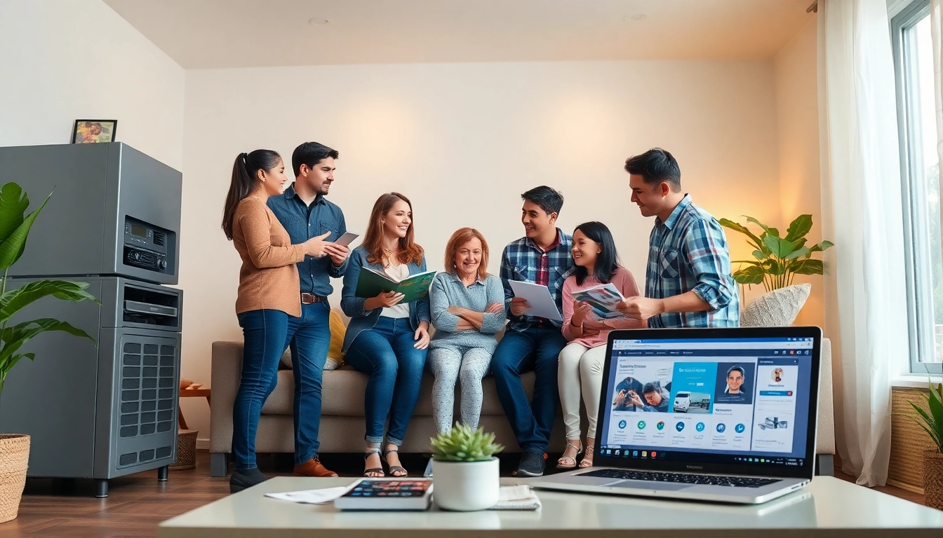 HVAC dealers providing expert service and advice in a modern living room.