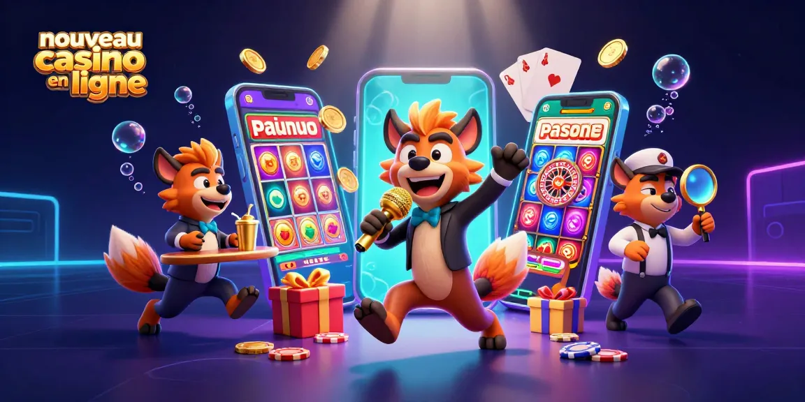 Visuel attrayant du nouveau casino en ligne avec des hyènes humoristiques, jeux dynamiques et ambiance festive.