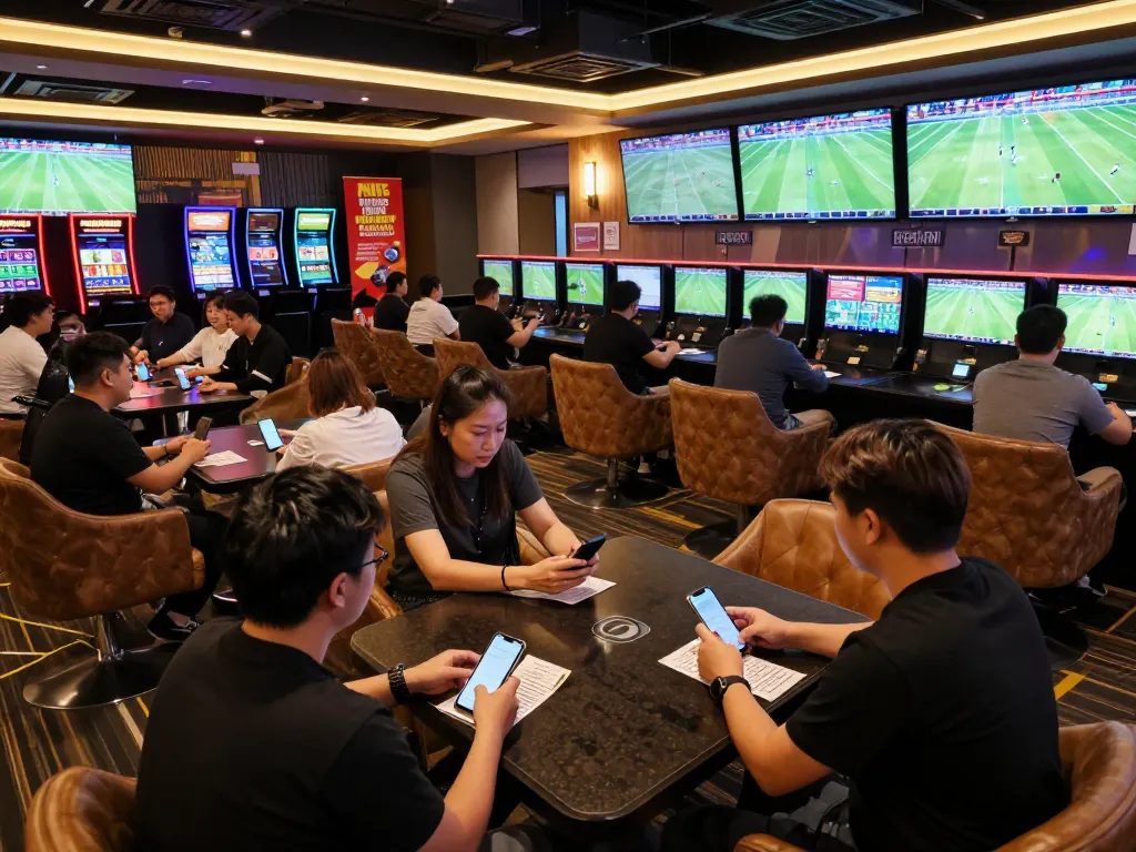 Siti scommesse stranieri legali offering thrilling sports betting experience in a modern lounge setting.