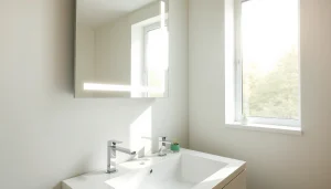 Elegantly designed spiegelschrank led in a modern bathroom environment.