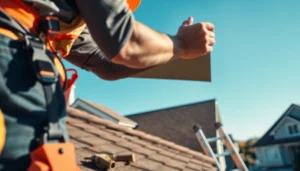 Enhancing professional roofing services with skilled labor and quality materials in a warm neighborhood.