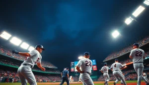 mlb중계 중에는 야구 선수들이 역동적인 경기를 펼치고 있는 모습입니다.