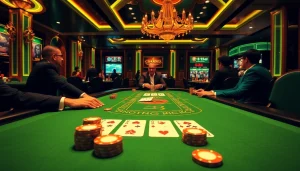 Players enjoying a thrilling game at BJ 888's luxurious blackjack table.