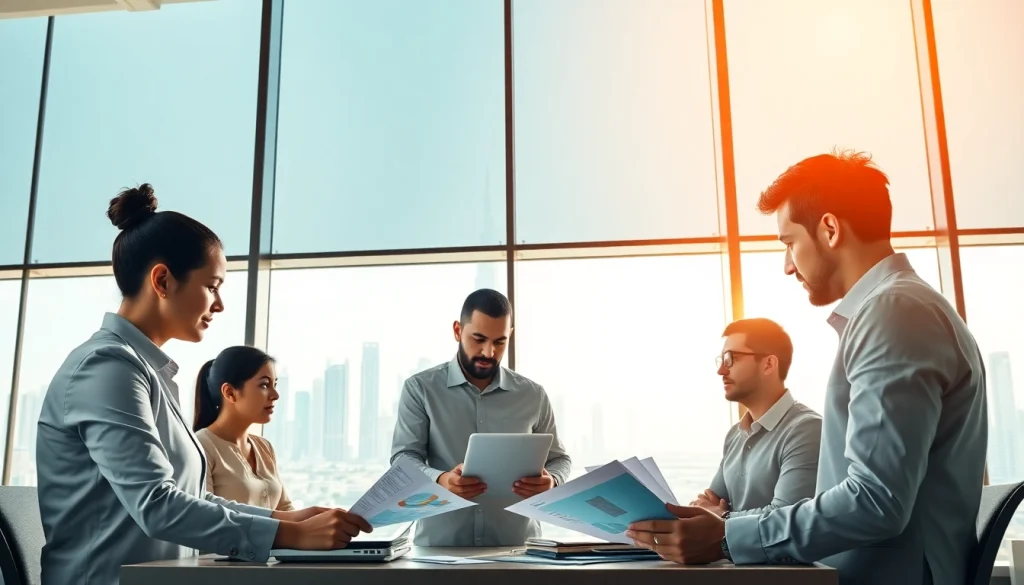 Engaged Business Consultants in Dubai collaborating to provide strategic solutions.