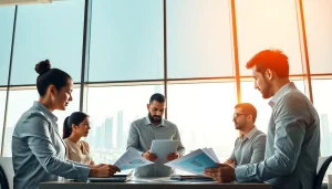 Engaged Business Consultants in Dubai collaborating to provide strategic solutions.