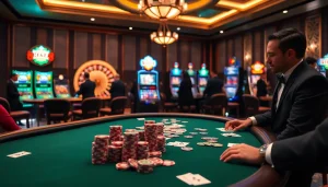 Experience the thrill of BK8 เว็บตรง at a luxurious casino with poker tables and roulette.