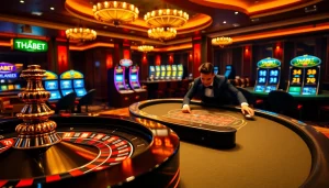 Experience thrilling gameplay at THABET, with vibrant casino tables and exciting action.