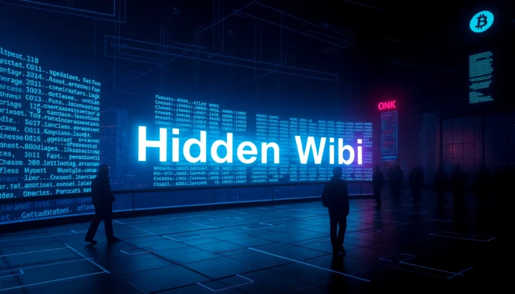 Hidden Wiki 2026 depicted as a glowing directory in a digital dark web landscape, symbolizing anonymity.