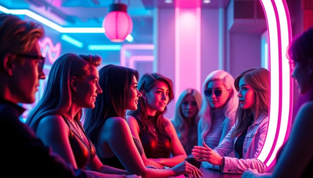 Engaging character AI NSFW chat interface showcasing diverse avatars in a digital lounge.